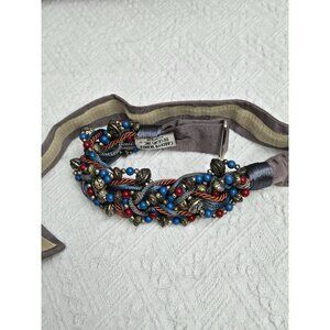 Handmade Carolyn Tanner Designs Beaded Braided Belt With Ribbon Tie Closure 3 Ft